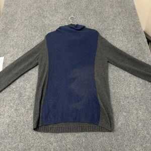 Label+thread Sweater Womens L Blue Grey Wool Cashmere Cowl Neck Colorblock